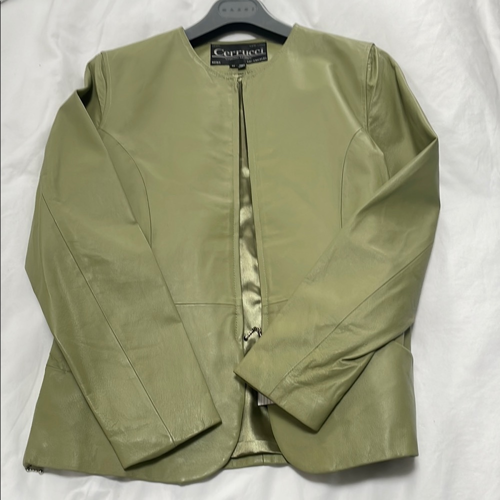 Cerrucci Women's Green Leather Jacket, size M